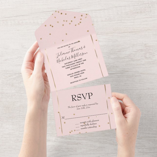 Casamento Blush Dourado Glam Confetti (Aba destacável)