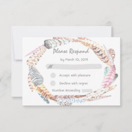 Casamento Boêmico Russo de Penas de Aquarela RSVP