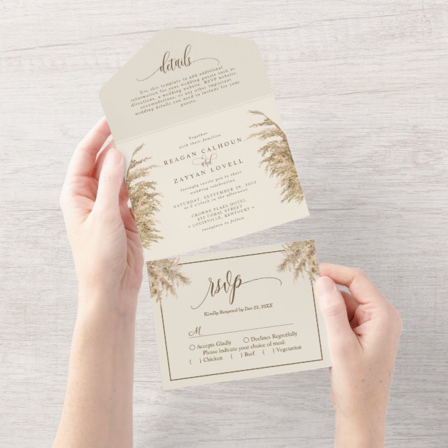 Casamento Boêmio com Grama Pampas Terrosa (Aba destacável)