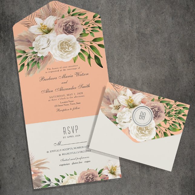 Casamento Boho Floral Pêssego Fuzz (Criador carregado)