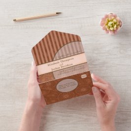 Casamento Boho Orange & Brown Geométrico Stripe