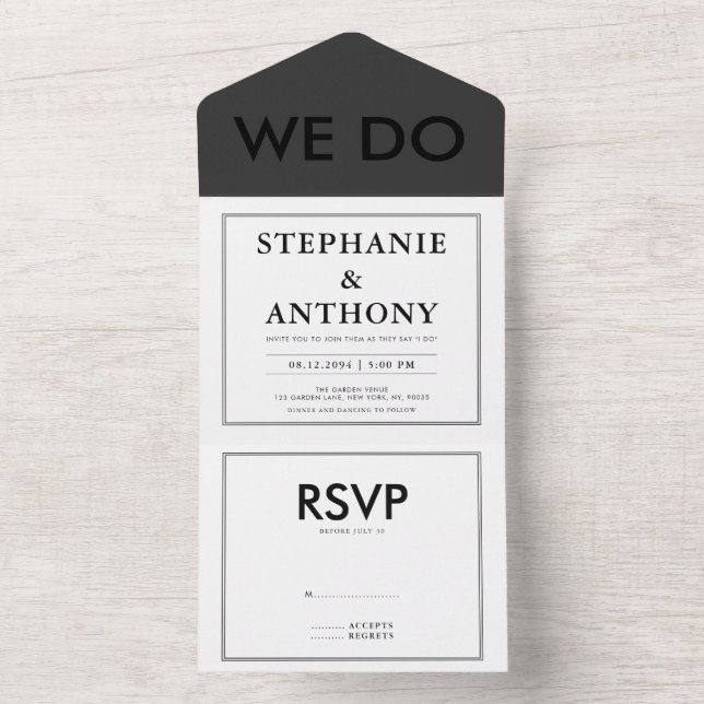 Casamento Bold Modern BW "Nós Fazemos" | Limpar la (Interno)