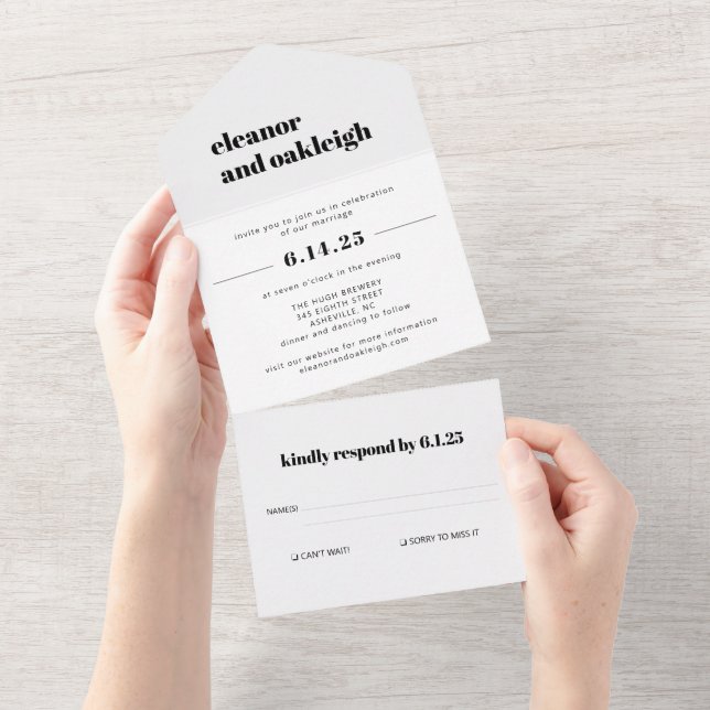 Casamento Bold Typografia Bold Black White Modern (Aba destacável)