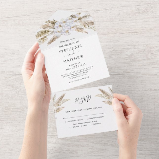 Casamento Botânico da Orquídea Boho Pampas (Tearaway)