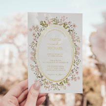 Casamento Botânico de Flores Florais Rosa Dourado