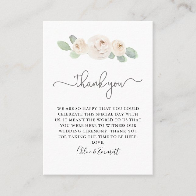 Casamento Botânico De Rosa Branca Obrigado Cartão  (Frente)