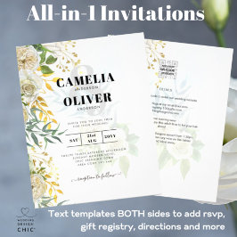 Casamento Botânico de Rosas Brancas Elegantes All-