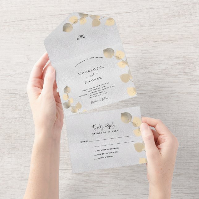 Casamento botânico do ouro de prata eucalipto (Aba destacável)