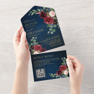 Casamento Botânico Dourado com Blush Azul marinho