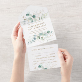 Casamento Botânico Dourado e Verde por Aquarela