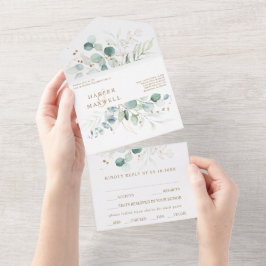 Casamento Botânico Dourado e Verde por Aquarela