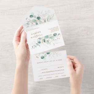 Casamento Botânico Dourado e Verde por Aquarela