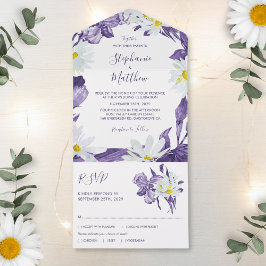 Casamento Botânico Dusty Purple Iris White Daisy