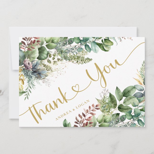 Casamento Botânico Eucalyptus Obrigado Cartões (Frente)