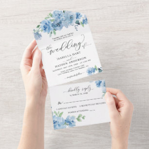 Casamento Botânico Floral Azul, Bebê Claro