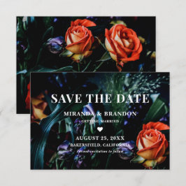 Casamento Botânico Floral Escuro Salve o Cartão de