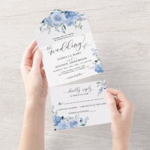 Casamento Botânico Floral Floral Azul