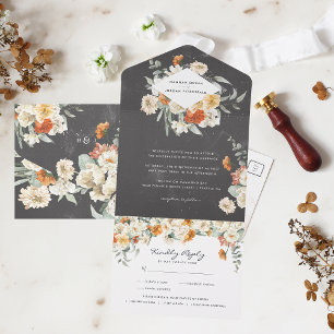 Casamento Botânico Floral Verde Boho Escuro