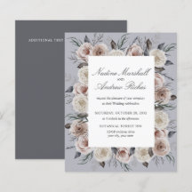 Casamento Botânico Romântico Gótico Cinza Rosa Emp
