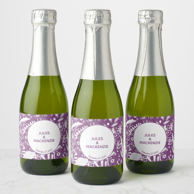 Casamento Botânico Roxo Moderno (Garrafas)