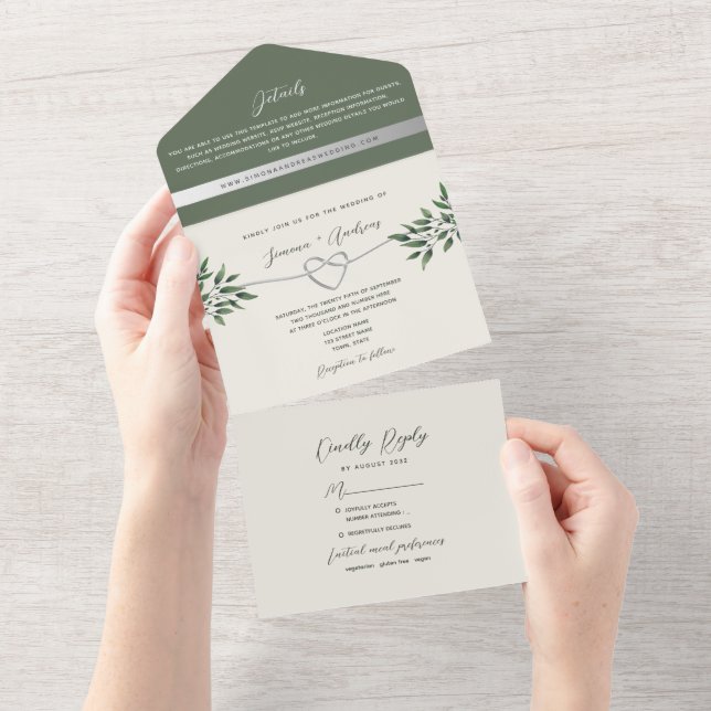 Casamento Botânico Rústico em Verde Oliva (Aba destacável)