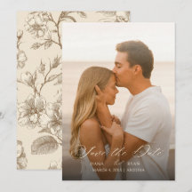 Casamento Botânico Vintage em Marfim Salve a Data