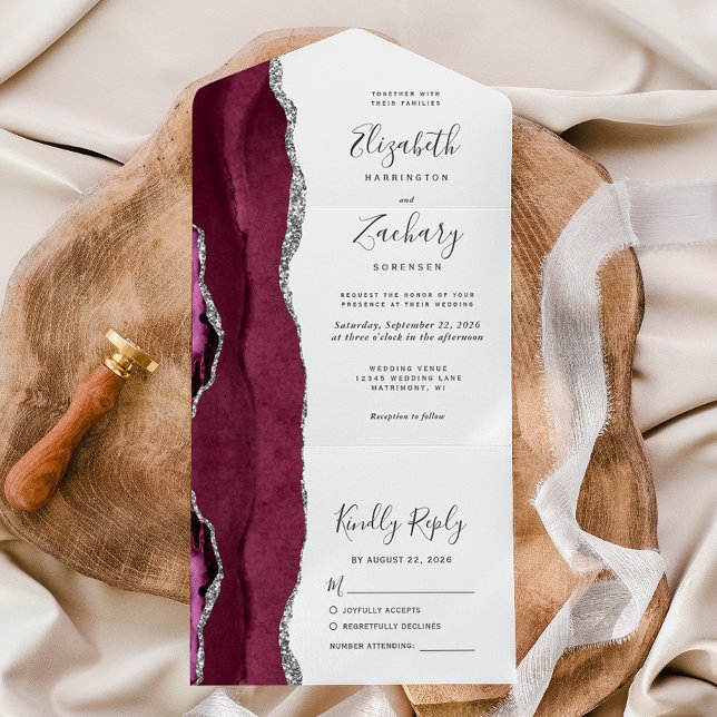 Casamento Branco Ágata Prata Borgonha (Criador carregado)