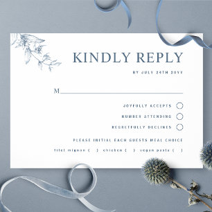 Casamento Branco Azul Elegante com/sem RSVP de Ref