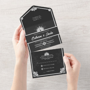 Casamento Branco e Negro em Deco de Arte Moderna