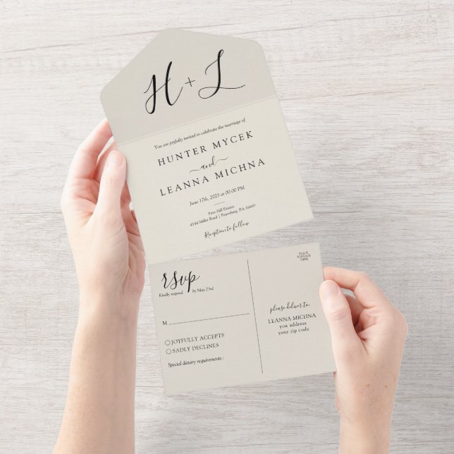 Casamento Branco e Negro Minimalista (Aba destacável)