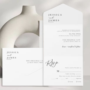 Casamento branco e preto elegante minimalista