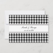casamento branco e preto houndstooth rsvp 3.5 x 5