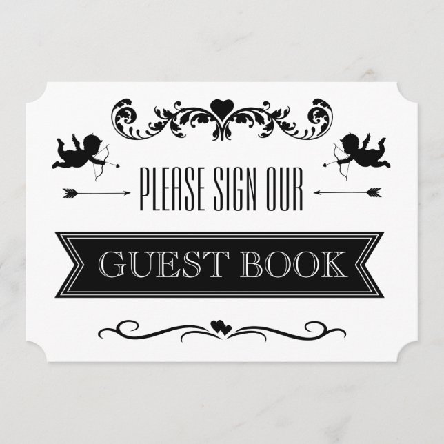 Casamento Branco E Preto Vintage Elegante (Frente)