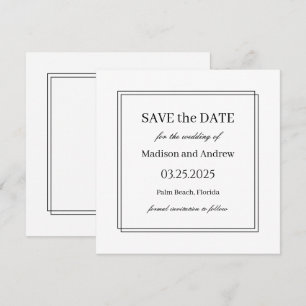 Casamento branco legante Salvar a data Convite