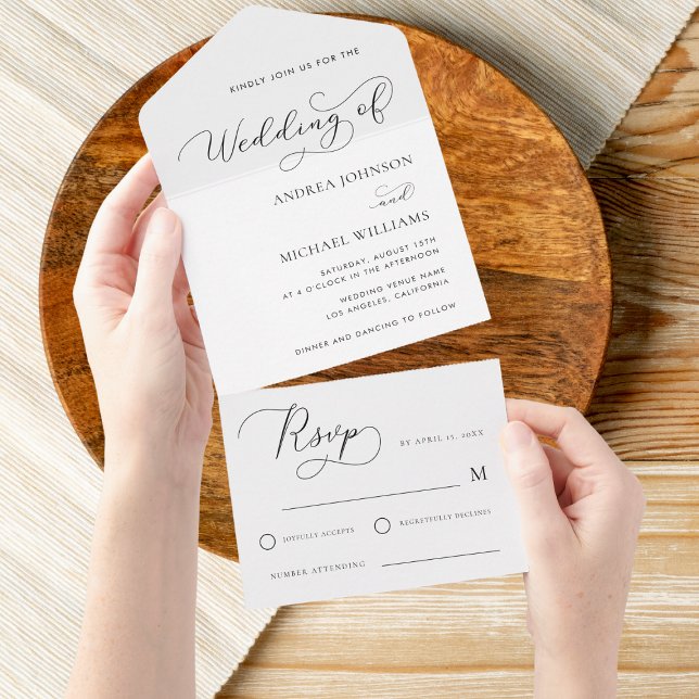 Casamento Branco Minimalista de Script Moderno Del (Criador carregado)