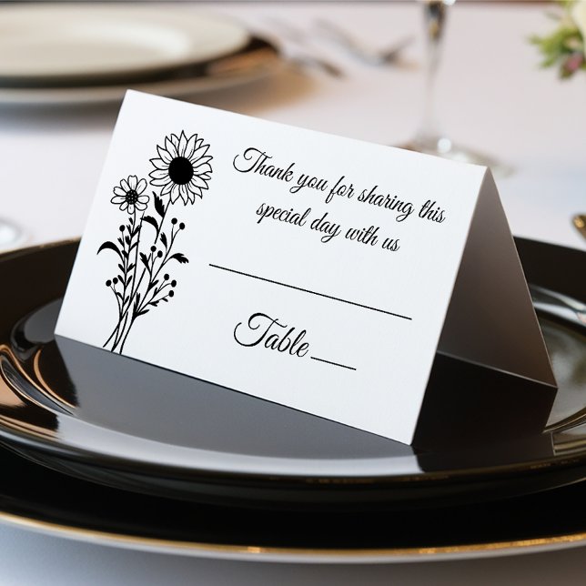 Casamento Branco Negro de Flores Florais Elegantes (Criador carregado)