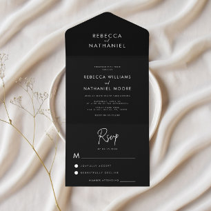 Casamento Branco Negro Minimalista da Caligrafia M