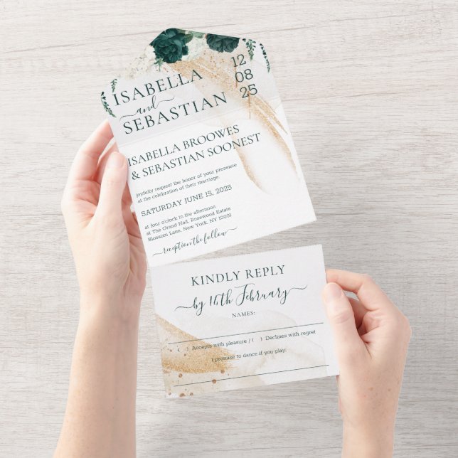 Casamento Branco Responda Gentilmente Rosa Esmeral (Aba destacável)