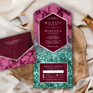 Casamento Brilhante de Mármore Magenta Moderno