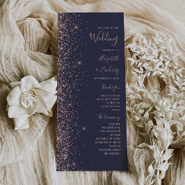 Casamento Brilhante em Rosa Dourado Azul Escuro Mo