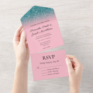 Casamento Brilho Ombre Verde e Rosa