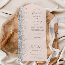 Casamento Brilho Prata Rosa Moderno
