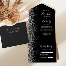 Casamento Brilho Preto Prata Moderno