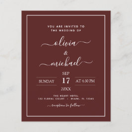 Casamento Burgundy com Orçamento com Flyer de Conv