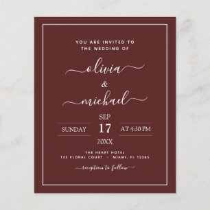 Casamento Burgundy com Orçamento com Flyer de Conv