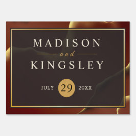 Casamento 🤵 Burgundy Dourado Elegant Inky Abstrat