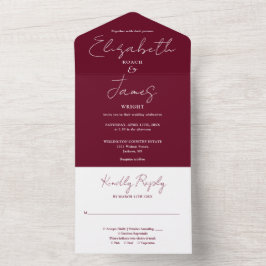 Casamento Burgundy Minimalista Elegante Script
