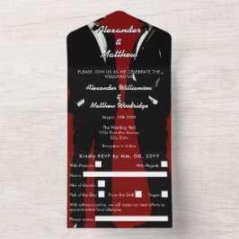 Casamento Burgundy Vermelho de Homens Gays Moderno