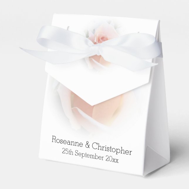Casamento Caixas De Favor Pêssego Pink Rosebud (Frente)