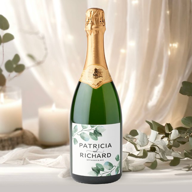 Casamento Caligrafia Eucalipto Verde Elegante (Criador carregado)